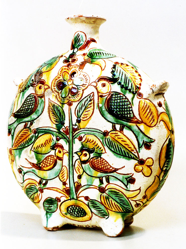 П. Кошак. Плесканка. Глина, ангоби, полива, формування, ритування, розпис. 1895. с. Пістинь Косівського р-ну Івано-Франківської обл.